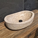 - WAVE | Waschbecken | Travertin glatt - 50 x 30 x 13 - 15 cm - Badgestaltung | Afrika Naturstein