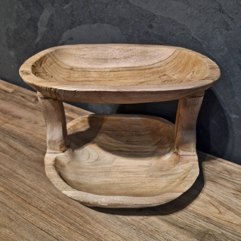 - Etagere - Schale aus recyceltem Teakholz - Badgestaltung | Afrika Naturstein
