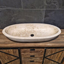 - WAVE | Waschbecken | Travertin glatt - 80 x 45 x 13 - 15 cm - Badgestaltung | Afrika Naturstein