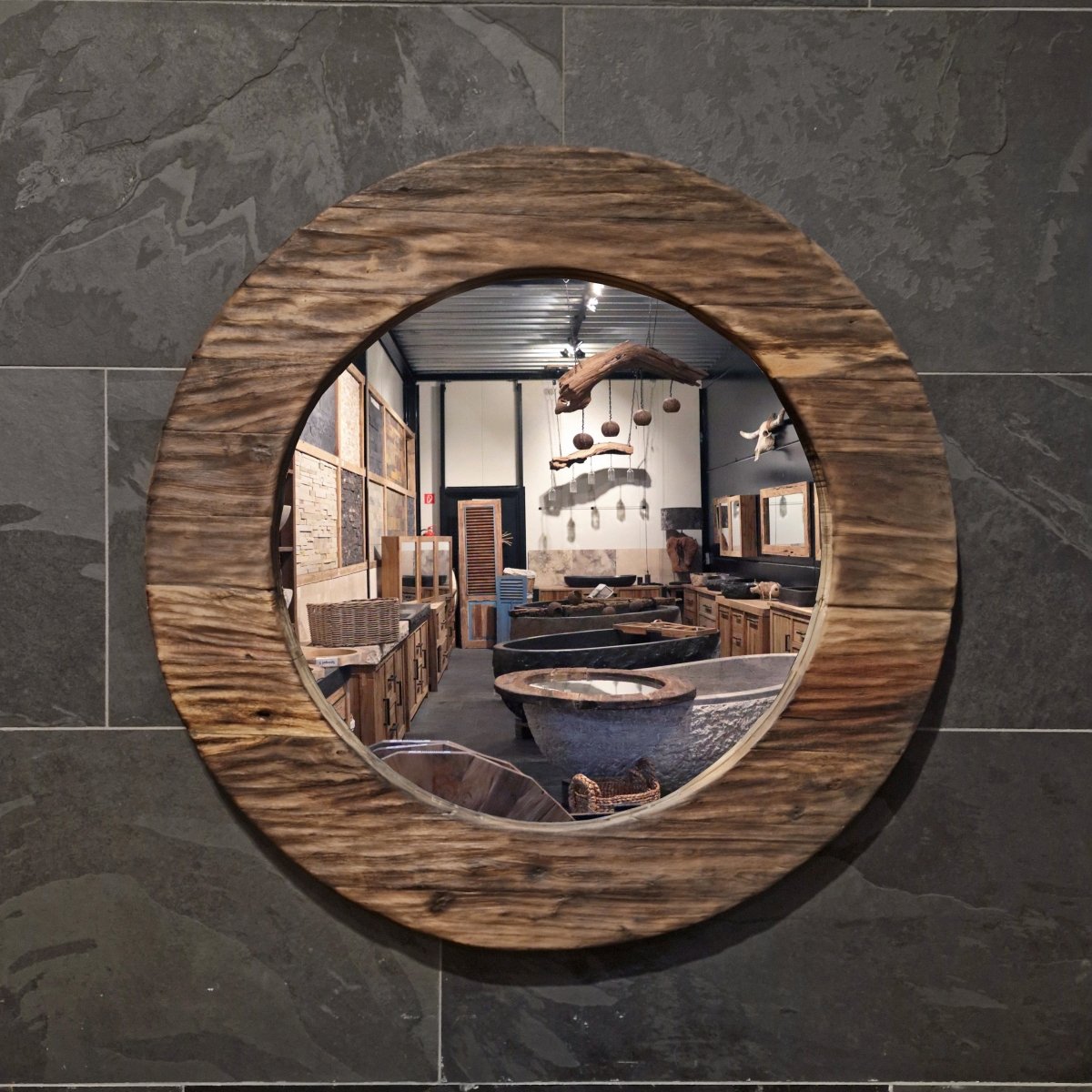 Wandspiegel Badspiegel aus recyceltem Teakholz, verschiedene Größen, für moderne Badezimmergestaltung