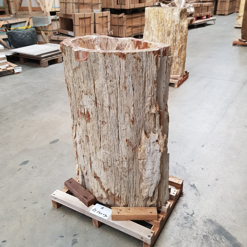A-ZAKYNTHOS wastafel op voet versteend hout 58 x 53 x 92 cm