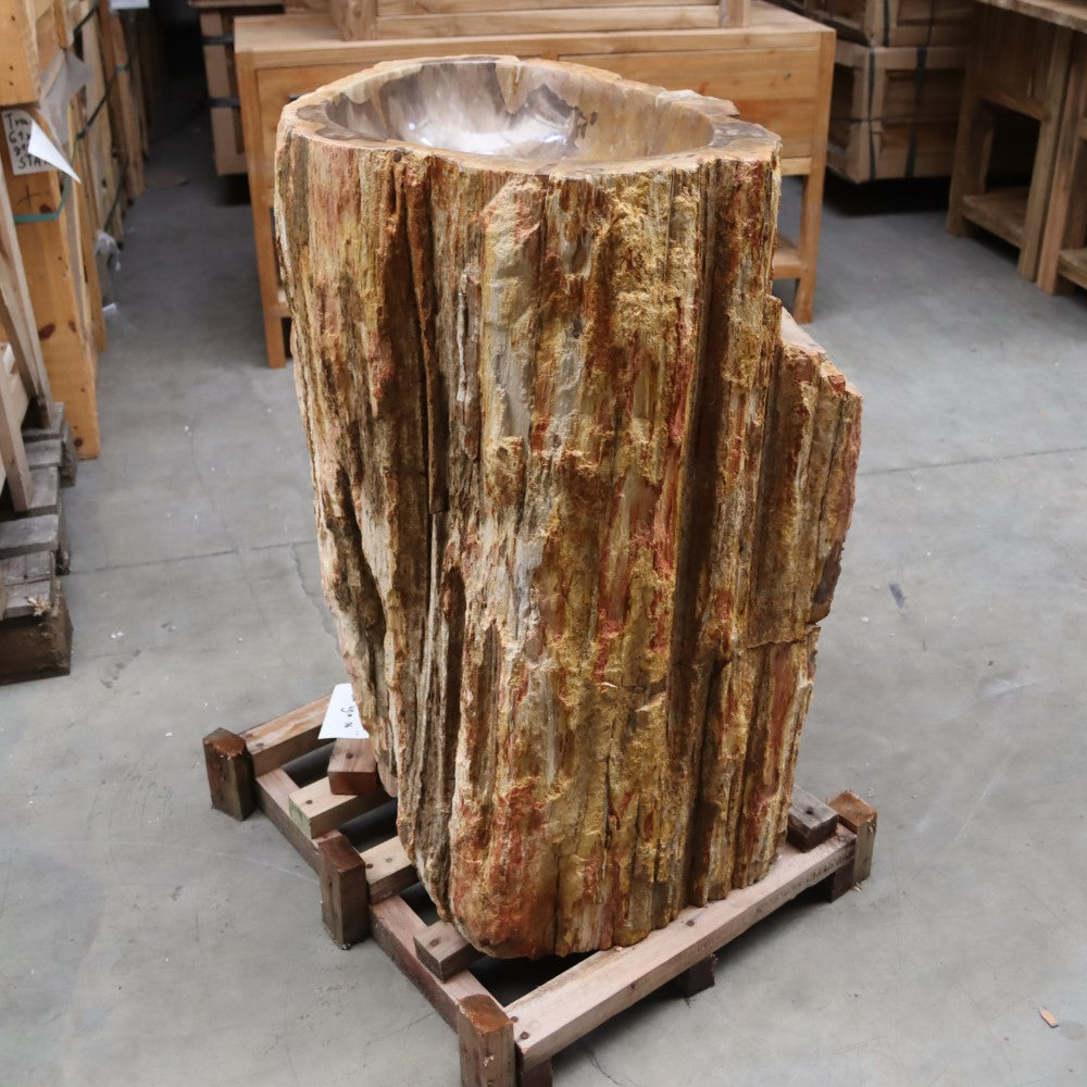 A2-ZAKYNTHOS Standwaschbecken versteinertes Holz 66 x 49 x 86 cm