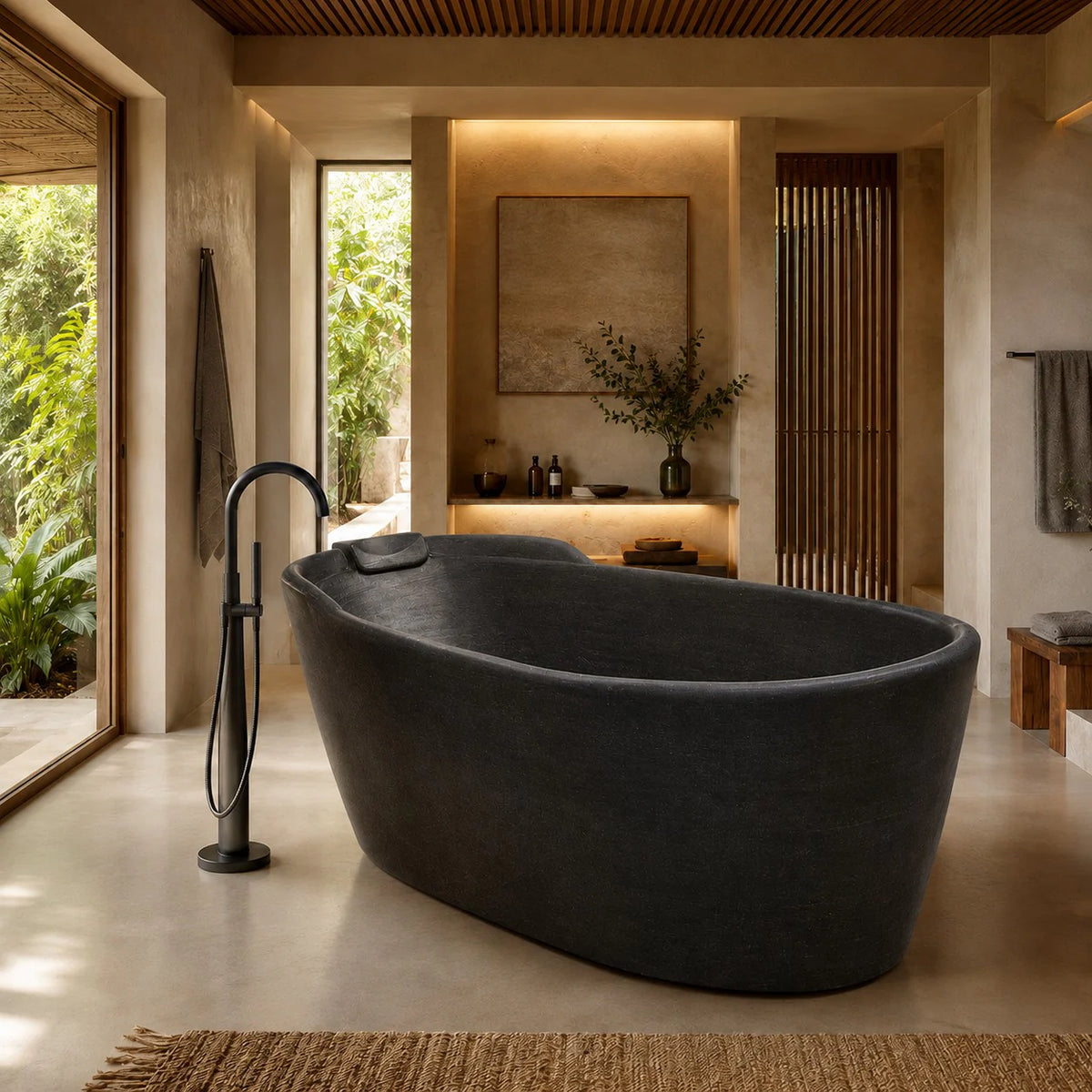 Badewanne freistehend | Blaustein | 180 x 90 x 70 cm