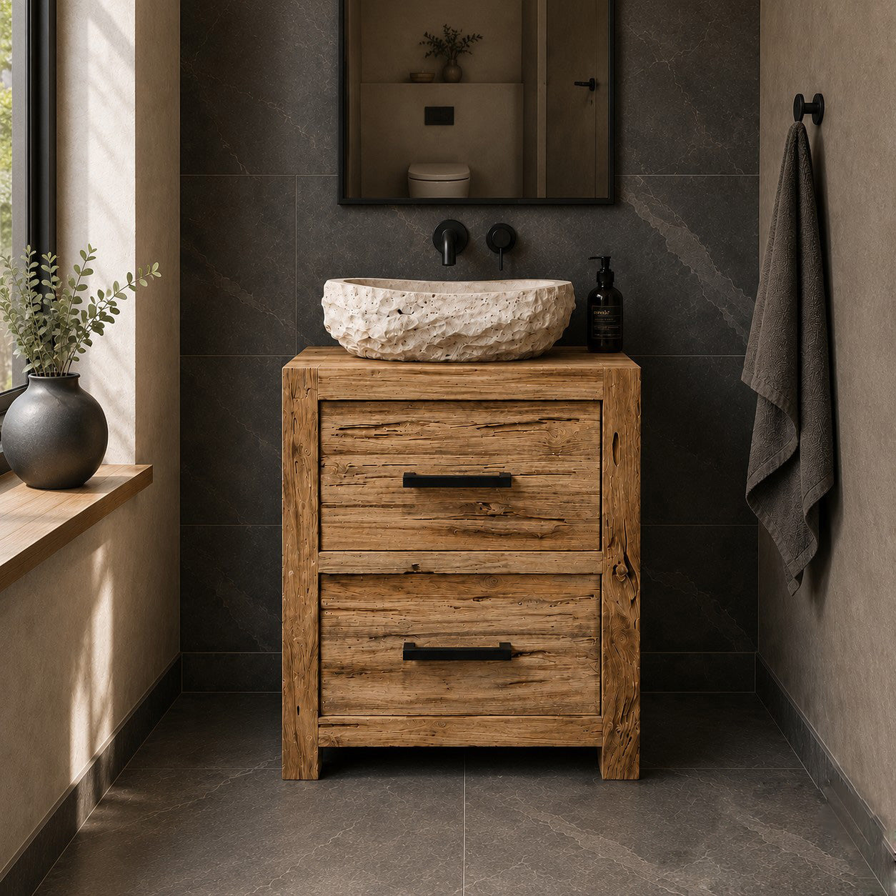 Teak Badmöbel | Kompakte Ausführung aus recyceltem Holz | Model 9