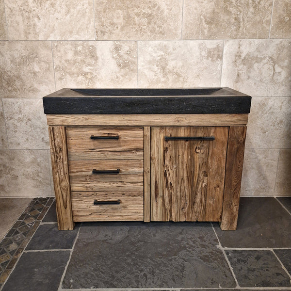 Badkamermeubel met wastafel | Klassiek van gerecycled hout | Model 2