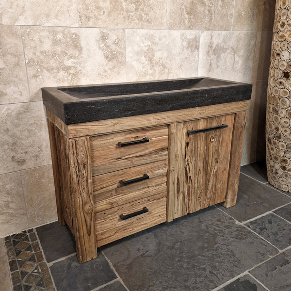 Badkamermeubel met wastafel | Klassiek van gerecycled hout | Model 2