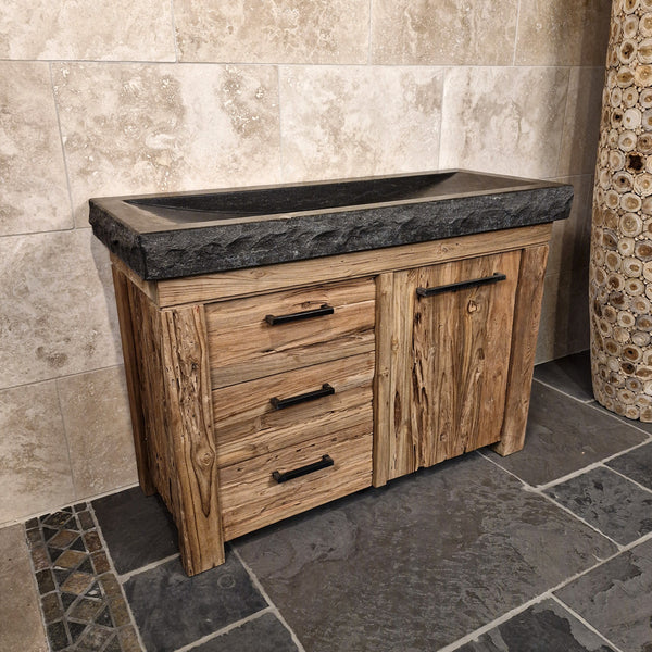 Badkamermeubel met wastafel | Klassiek van gerecycled hout | Model 2