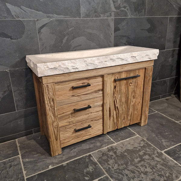 Badkamermeubel met wastafel | Klassiek van gerecycled hout | Model 2