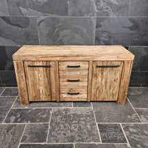 Nachtschrank für Bad aus nachhaltigem Teakholz, Bali Model 1, 160x52x80cm, handgefertigt, stilvolle Badgestaltung