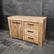 Bali Teakholz Badezimmer-Unterschrank mit schlichter Eleganz, naturbelassenes Holz, modernes Design, Modell 2, Badgestaltung