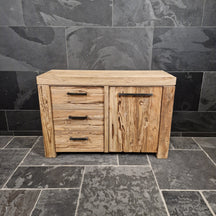 Badezimmer-Unterschrank aus Teakholz von Bali, schlichtes Design, natürliche Holzoptik, rechteckiger Badmöbel, Model 2