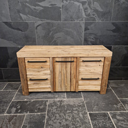 Badezimmer-Unterschrank aus Teak | Handgefertigt mit rustikaler Oberfläche | Model 3 - 150 x 47 x 80 cm - Badgestaltung