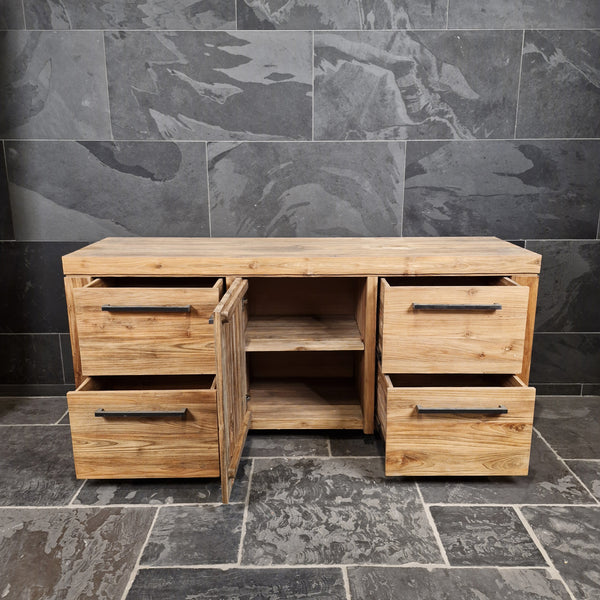 Badezimmer-Unterschrank aus Teak | Handgefertigt mit rustikaler Oberfläche | Model 3