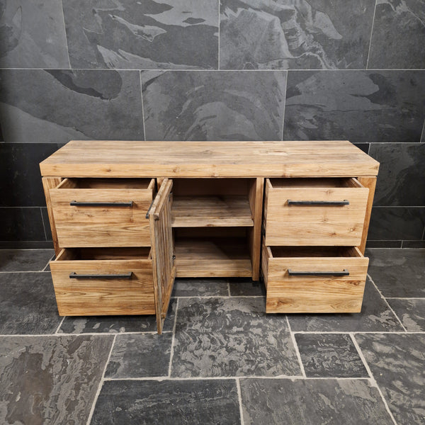 Badezimmer-Unterschrank aus Teak | Handgefertigt mit rustikaler Oberfläche | Model 3