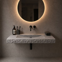 Waschtisch | Silber Travertin | Naturstein | 125 x 55 x 10 cm