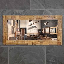 Recycelter Badspiegel aus Teakholz mit Block, 140x80x3 cm, für elegante Badgestaltung, von MIT BLOCK