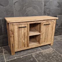 Badezimmer-Unterschrank aus recyceltem Holz von Borneo, natürliche Badgestaltung, pflegeleicht, Modell 2, 126x50x80cm