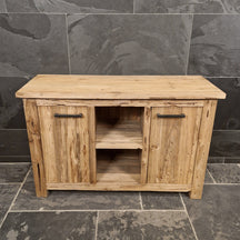 Badezimmer-Unterschrank aus recyceltem Holz von Borneo, 126x50x80cm, natürlicher Look, pflegeleicht, Modell 2