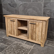 Badezimmer-Unterschrank aus recyceltem Holz von Borneo, natürliche Badgestaltung, pflegeleicht, Modell 2, 146x50x80cm