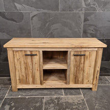 Badezimmer-Unterschrank aus recyceltem Holz von Borneo, natürliche Badgestaltung, pflegeleicht, Modell 2, 146x50x80 cm