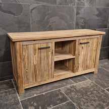 Badezimmer-Unterschrank aus recyceltem Holz von Borneo, natürlicher Badmöbel, pflegeleicht, Modell 2, 156x50x80 cm