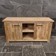 Badezimmer-Unterschrank aus recyceltem Holz von Borneo, natürliche Badgestaltung, pflegeleicht, Modell 2, Maße 156x50x80 cm