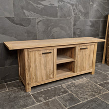 Badezimmer-Unterschrank aus recyceltem Holz von Borneo, natürliche Badgestaltung, pflegeleicht, Modell 2, Maße 204x55x80cm