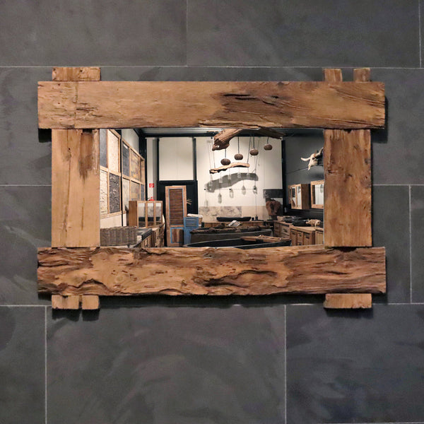 Badspiegel | Recyceltes Teakholz | Einzelstück | 130 cm x 90 cm
