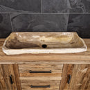 Wasbak van versteend hout | Natuursteen | Unieke stukken | 100-120 cm