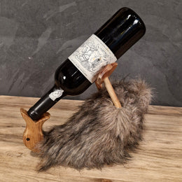 Deko Ente | "Drunking Duck" mit Plüschfell in Greige
