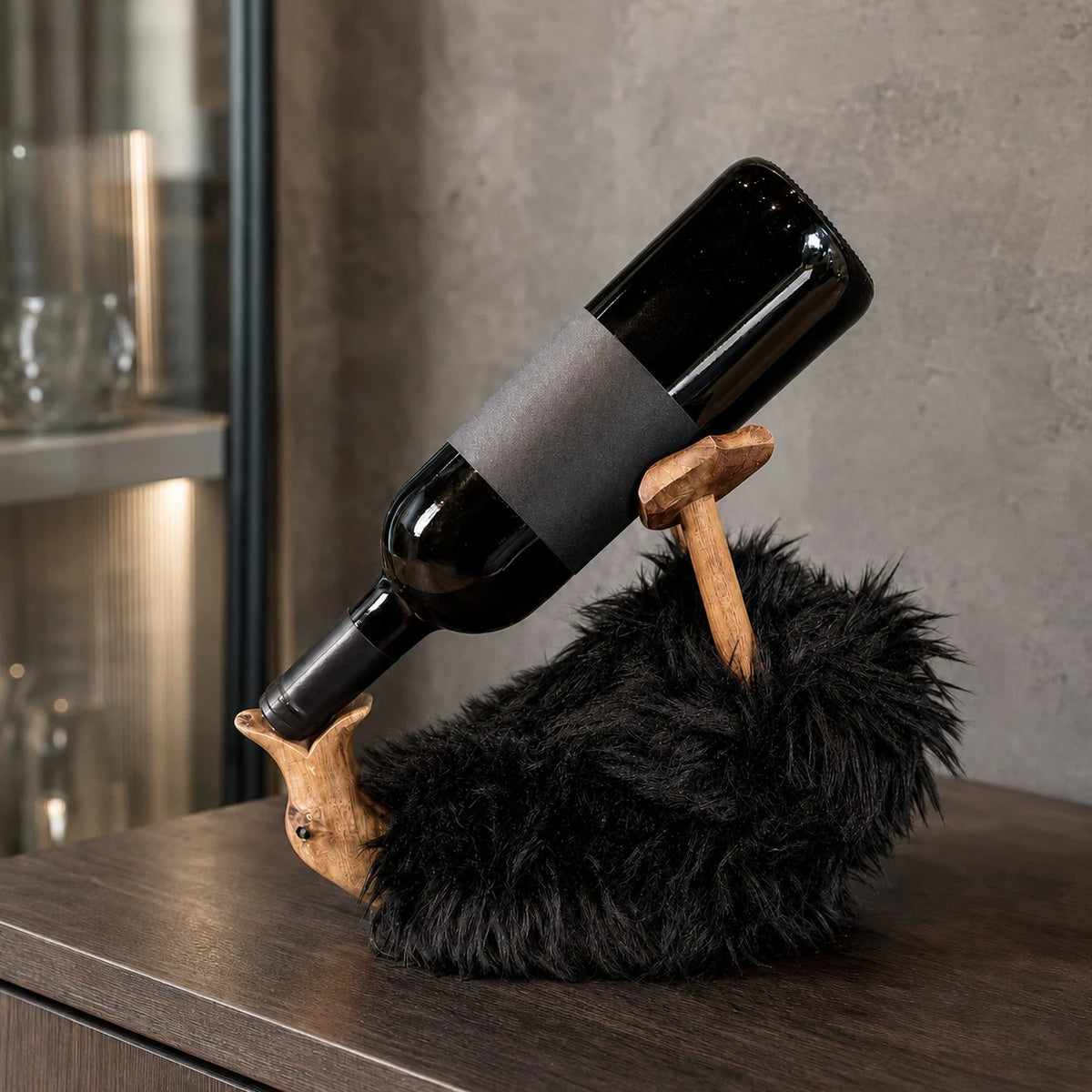 Decoratie Eend | Drunking Duck met een pluche vacht