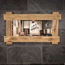 EROSI Badspiegel A5 aus recyceltem Teakholz, Maße 140 x 80 cm, modernes Design, langlebiges Holz, elegante Badgestaltung