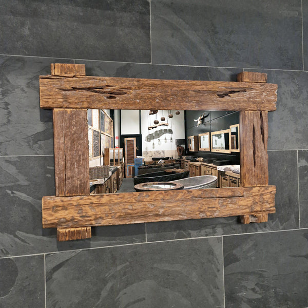 EROSI Spiegel | A1-4 | Gerecycled teakhout | 120 x 80 cm