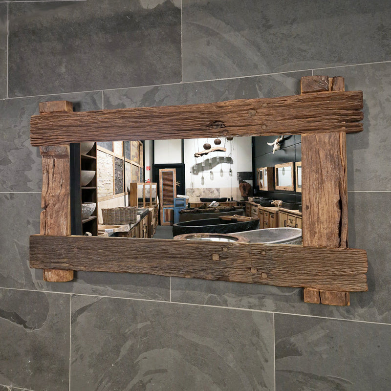 EROSI Spiegel | A5 - 11 | Recyceltes Teakholz | 140 x 80 cm - Badgestaltung