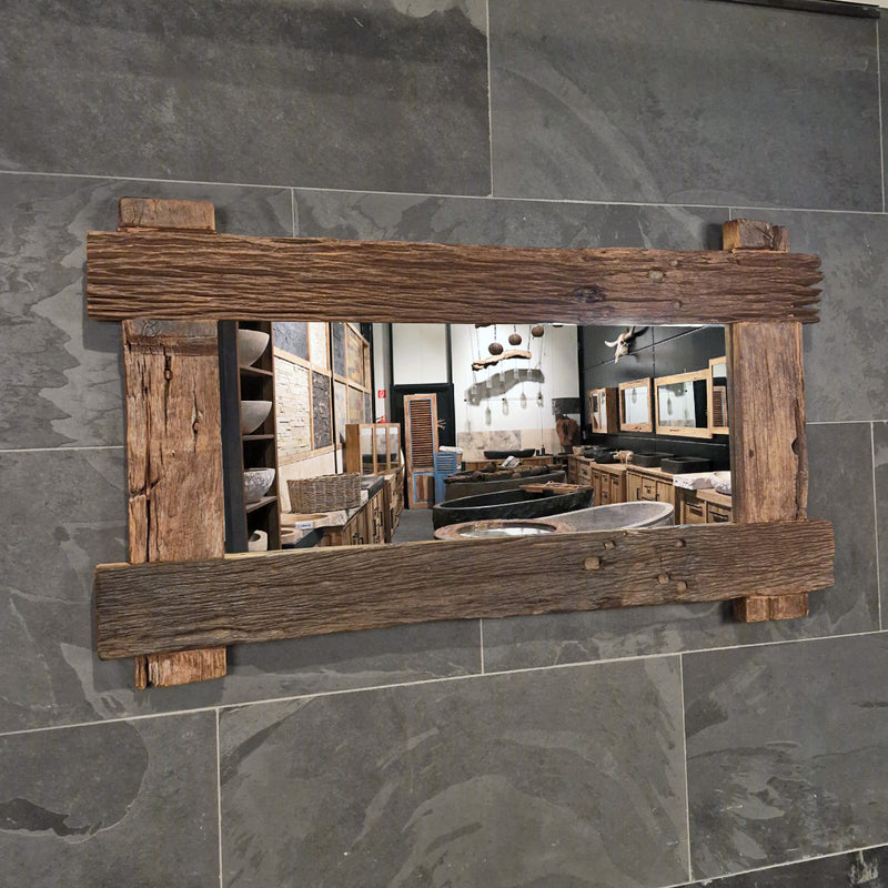 EROSI Spiegel | A5 - 11 | Recyceltes Teakholz | 140 x 80 cm - Badgestaltung