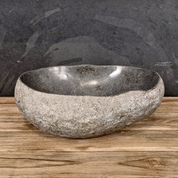 Aufsatzwaschbecken aus Flussstein | Naturstein | Unikate | 40-60 cm | 48 x 30 x 15 cm | Badgestaltung