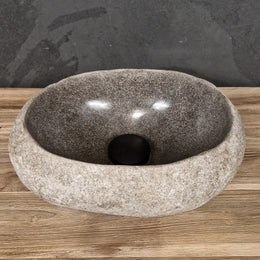 Aufsatzwaschbecken aus Flussstein | Naturstein | Unikate | 30-40 cm