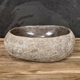 Aufsatzwaschbecken aus Flussstein | Naturstein | Unikate | 30-40 cm