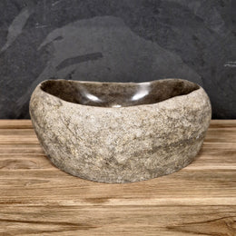 Aufsatzwaschbecken aus Flussstein | Naturstein | Unikate | 30-40 cm