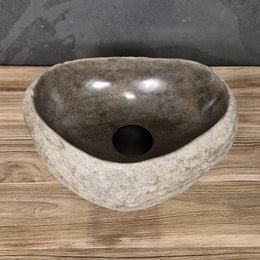 Aufsatzwaschbecken aus Flussstein | Naturstein | Unikate | 30-40 cm