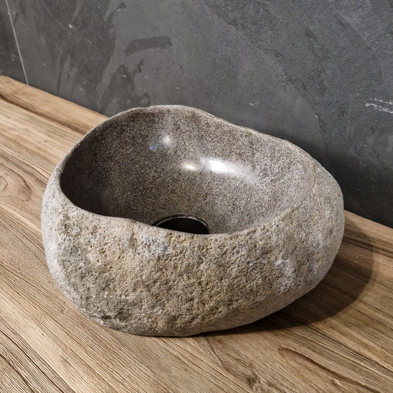 Aufsatzwaschbecken aus Flussstein | Naturstein | Unikate | 30-40 cm