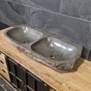 Doppelwaschbecken aus Flussstein | Unikat | 100 cm