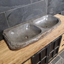Doppelwaschbecken aus Flussstein | Unikat | 100 cm