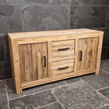 Hintergrundbild: Flores Teakholz Badezimmermöbel Unterschrank für stilvolle Bäder, 150x52x80cm, natürliche Holzoptik