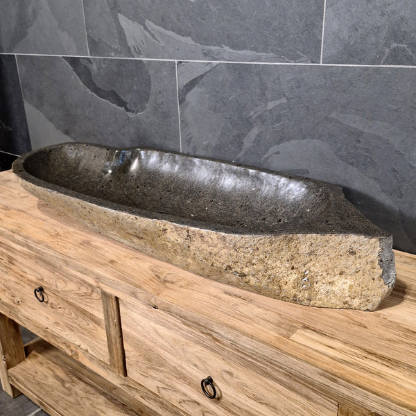 Aufsatzwaschbecken aus Flussstein | Unikate | 100-120 cm