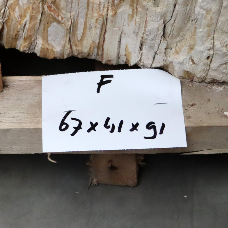 F-ZAKYNTHOS Standwaschbecken versteinertes Holz 67 x 41 x 91 cm mit Hahnloch