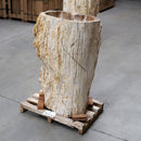F-ZAKYNTHOS Standwaschbecken versteinertes Holz 67 x 41 x 91 cm mit Hahnloch