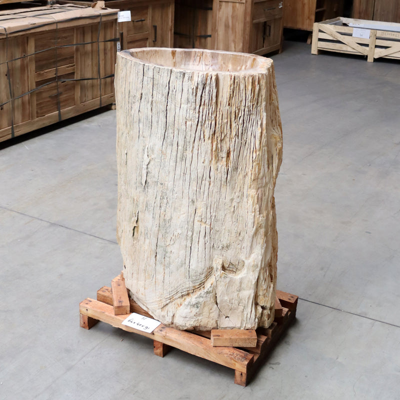 H-ZAKYNTHOS wastafel op voet versteend hout 64 x 40 x 91 cm