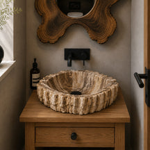 Aufsatzwaschbecken aus versteinertem Holz | Naturstein | Unikate | 40-60 cm