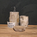 Seifenspender set aus versteinertes Holz 3-teilig